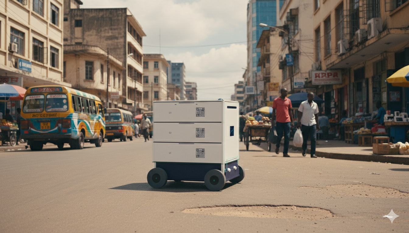 Micycles delivery robot concept on a Nairobi street